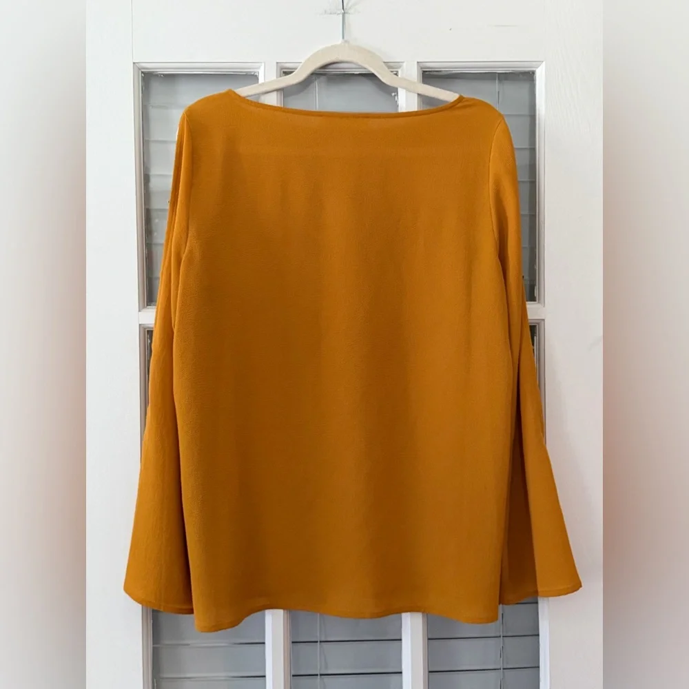 Michael Kors Women’s L Marigold Mustard Open Ladder Sleeve Blouse | SKU 0201